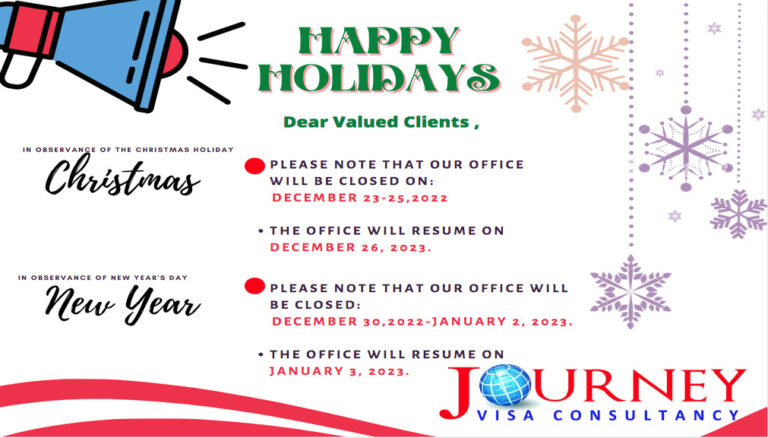 HOLIDAY BREAK - CHRISTMAS & NEW YEAR