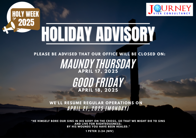 HOLIDAY NOTICE - HOLY WEEK