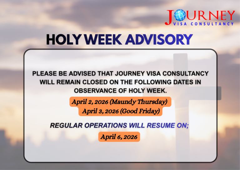 HOLY WEEK ADVISORY